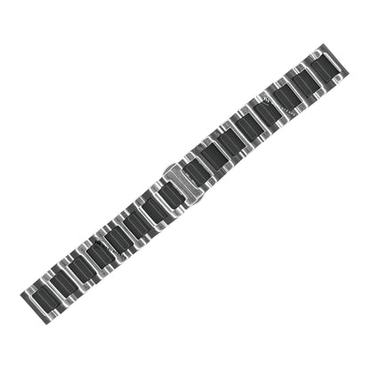 Silver & Black H-link Flat Butterfly Metal Bracelet
