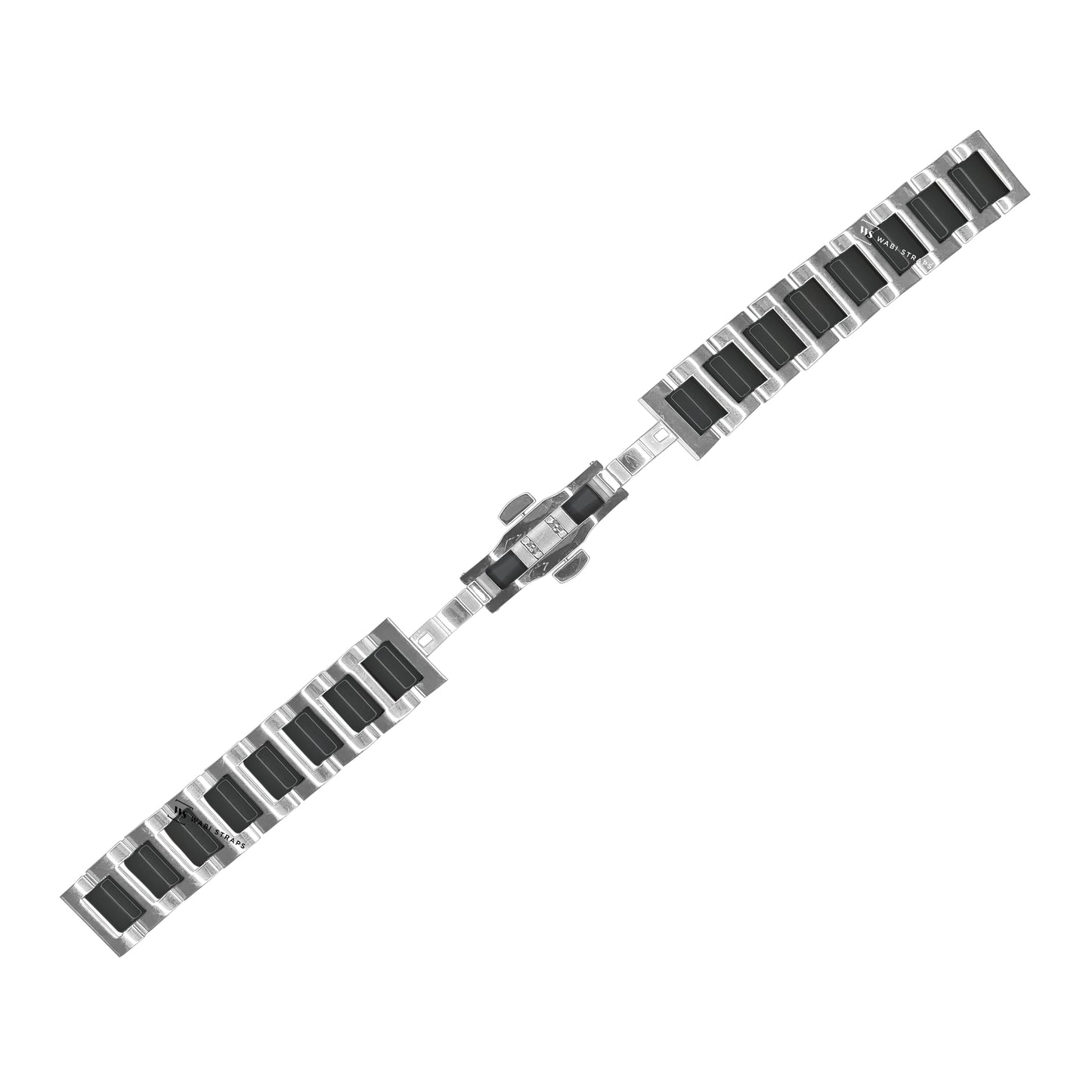 Silver & Black H-link Flat Butterfly Metal Bracelet