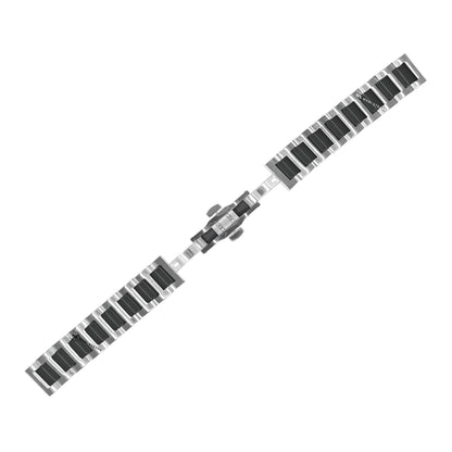 Silver & Black H-link Flat Butterfly Metal Bracelet