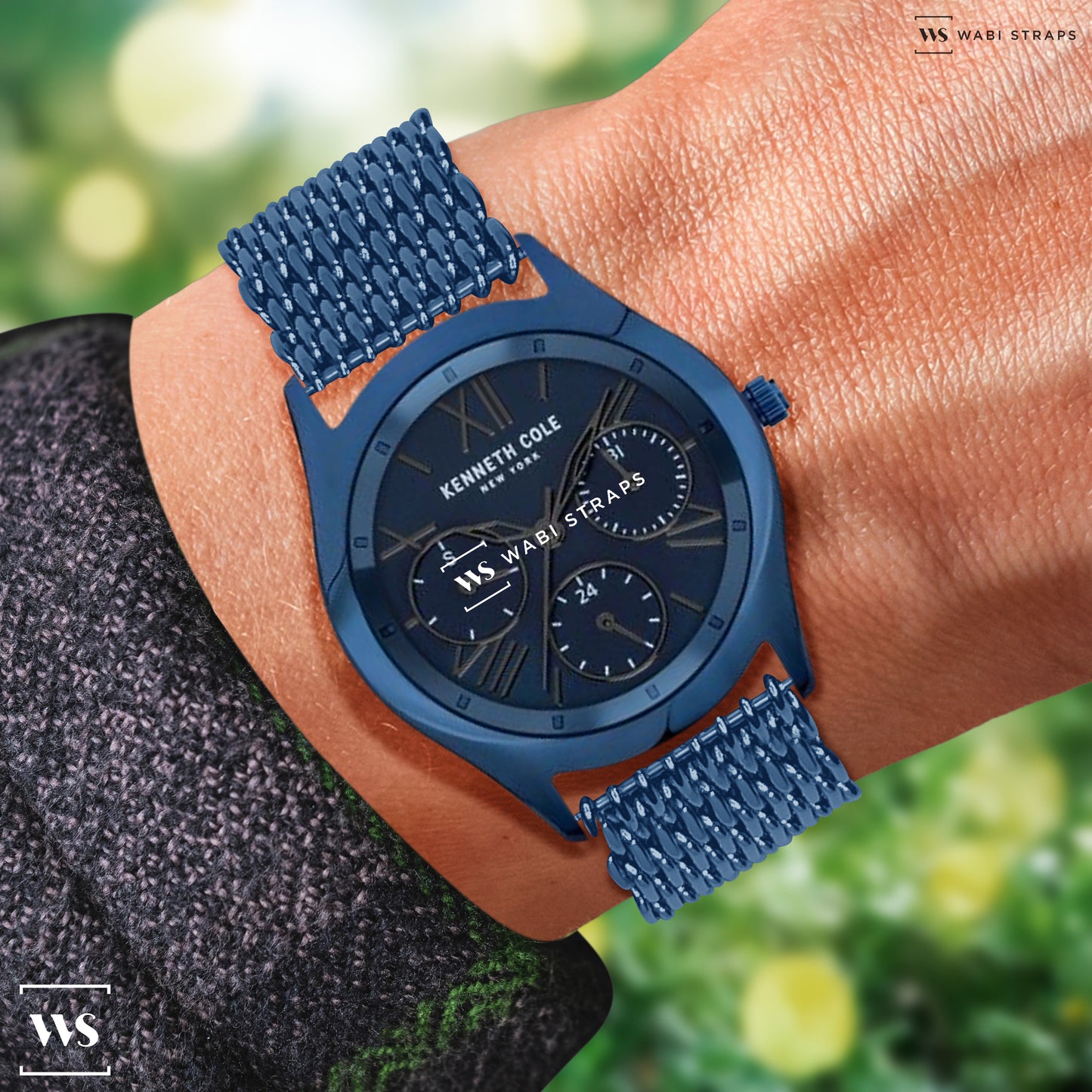Blue H-Link Shark Mesh Extended Metal Bracelet