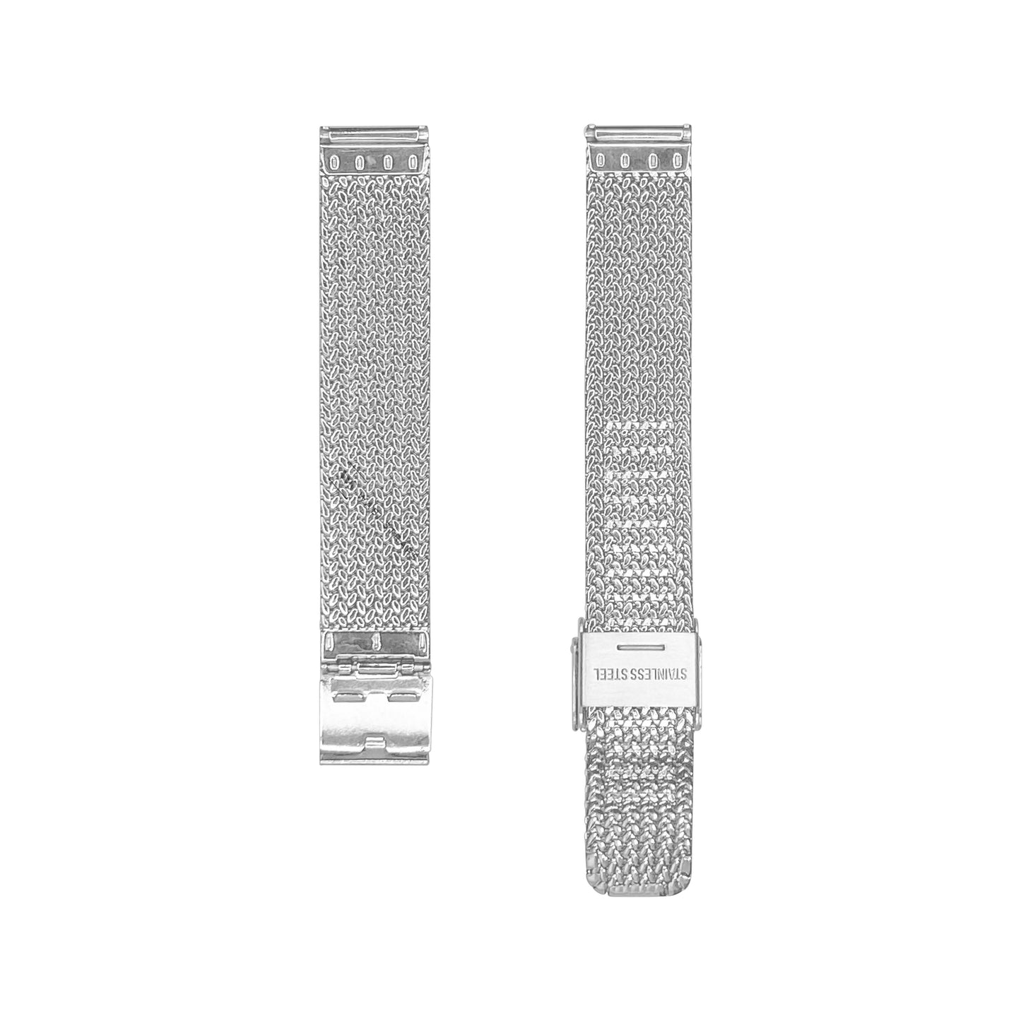 Silver Herringbone Mesh Weave Metal Bracelet