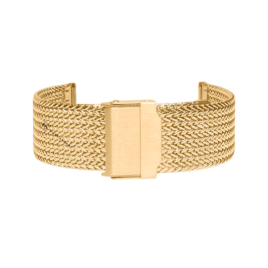 Gold Herringbone Mesh Weave Metal Bracelet
