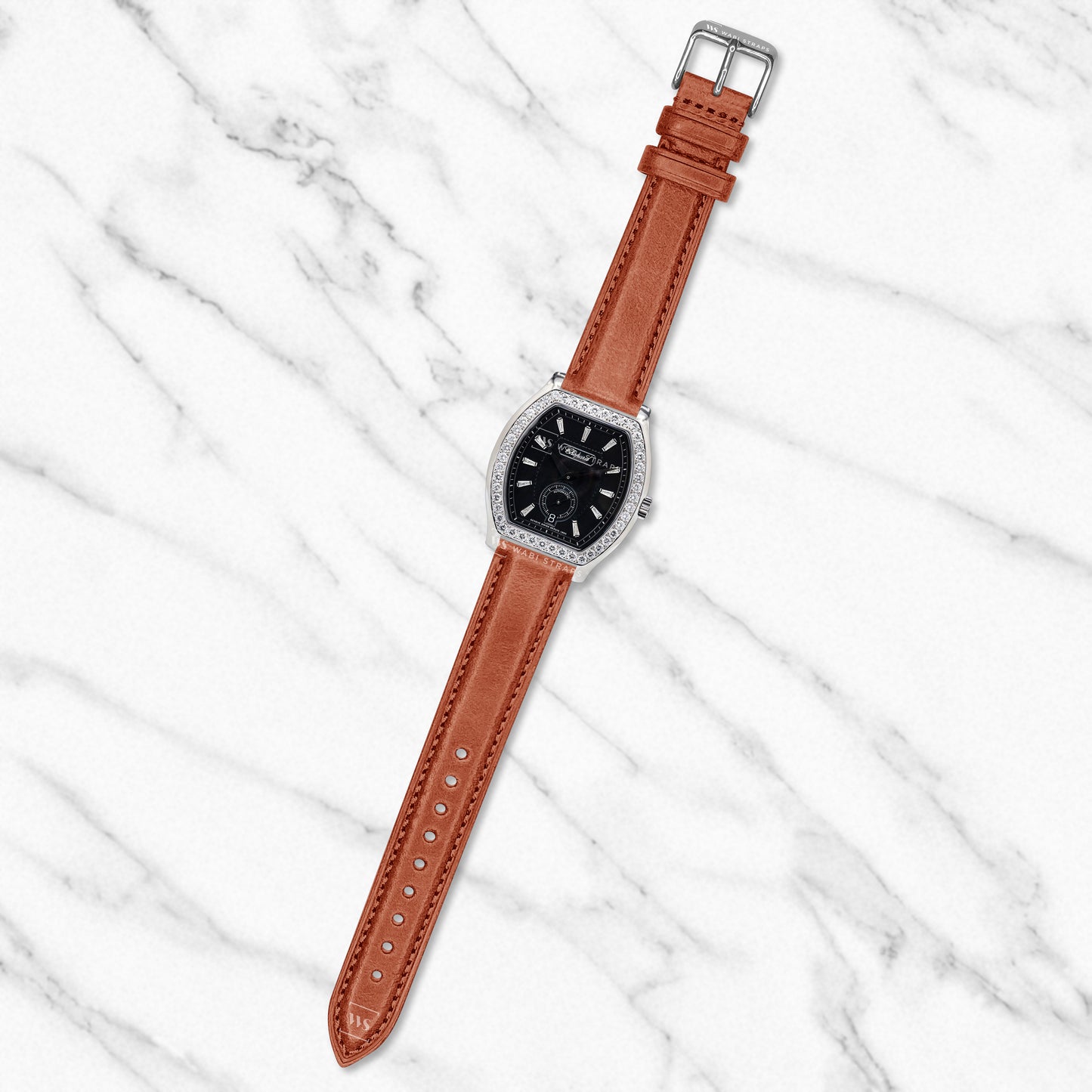 Coral Red Vintage Italian Aged Leather Strap