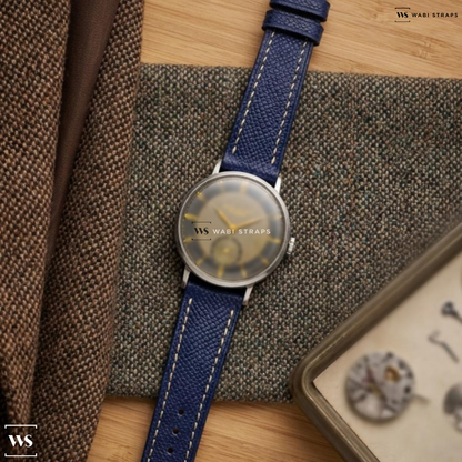 Purple Pebbled Leather Watch Strap on Omega/Tissot Tuxedo