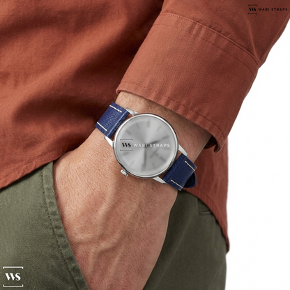 Purple Pebbled Leather Watch Strap on Zenith Elite Classic SS Silver Dial