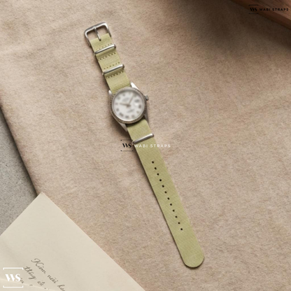 Green Bright Solid Plain Nylon Watch Strap on Rolex Datejust 16014 White Roman Numerals