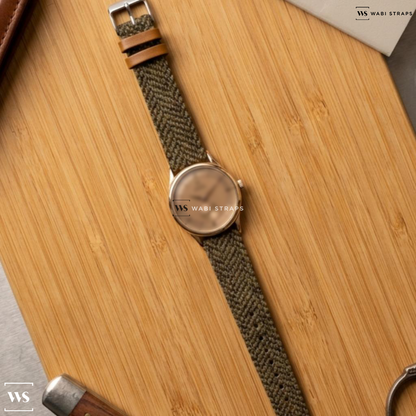 Brown Fuzzy Grain Leather Watch Strap on Omega Centenary Museum Collection 1948 18k RG LIMITED