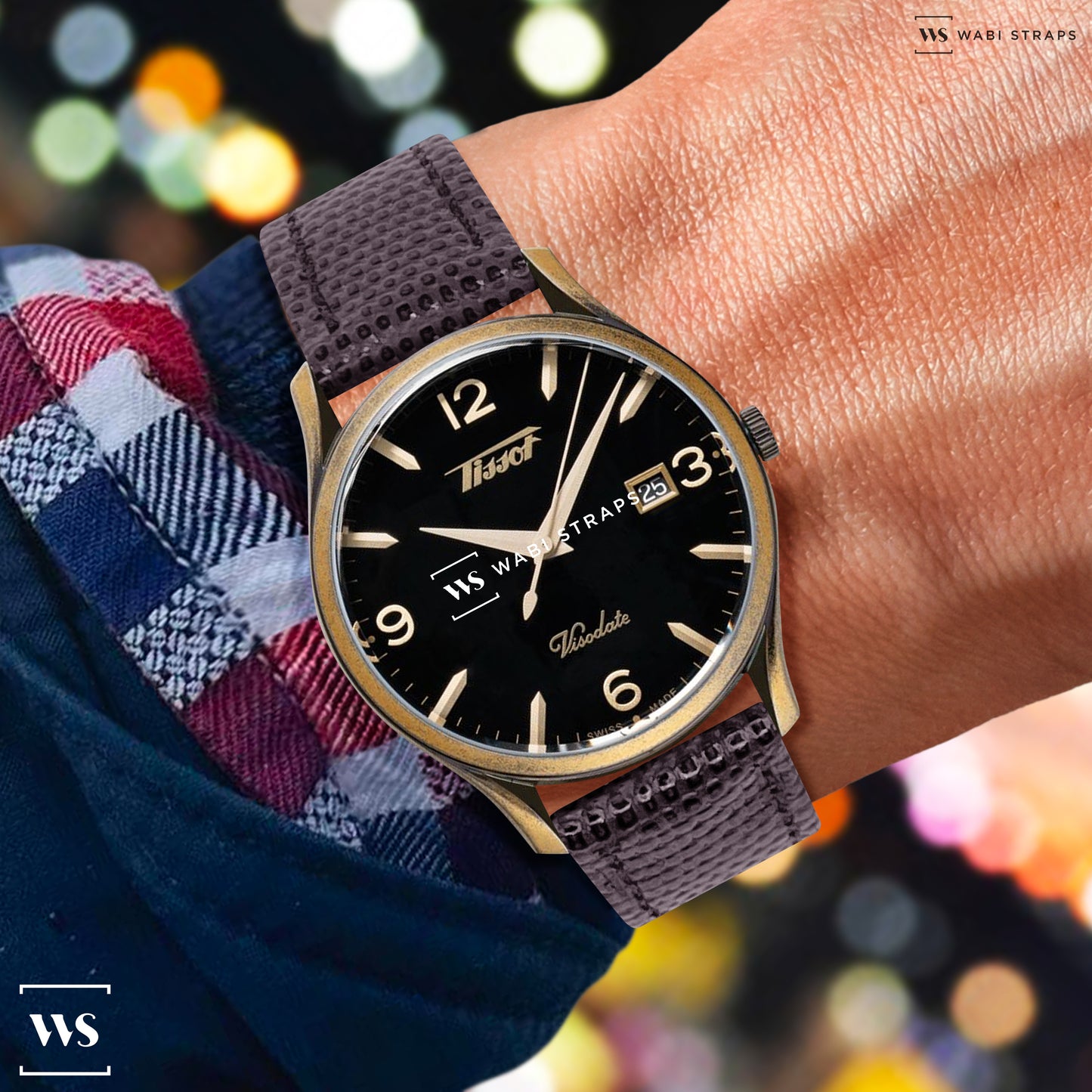 Brown Lizard Grain Bonded Leather Strap