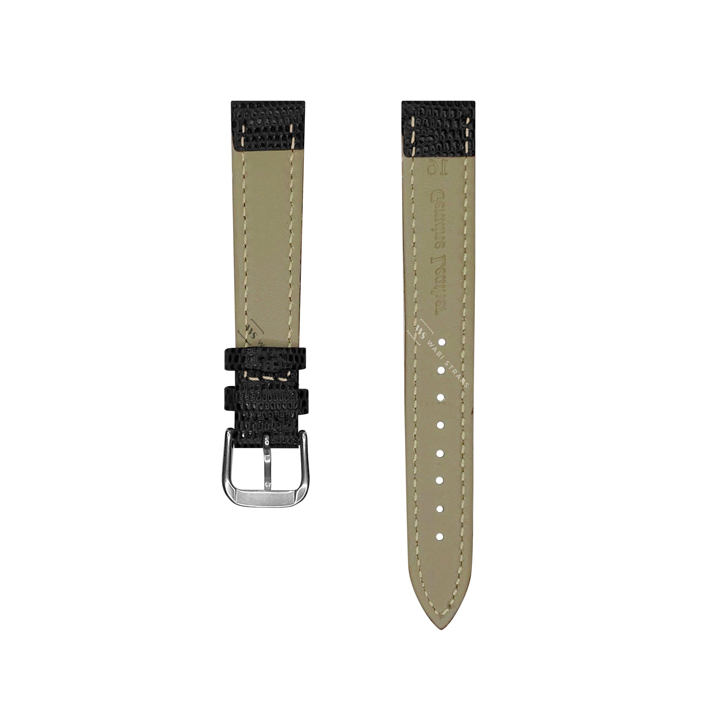 Black Lizard Grain Bonded Leather Strap