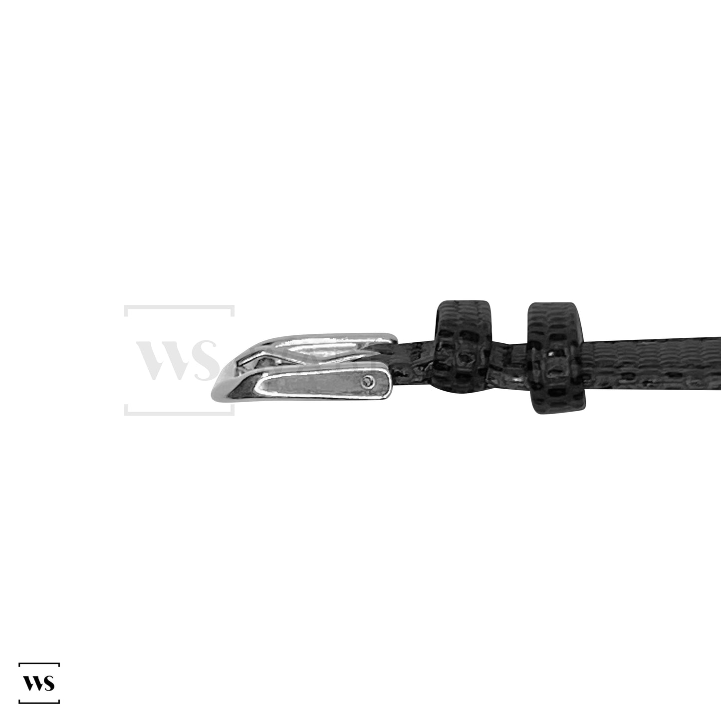 Black Lizard Grain Bonded Leather Strap