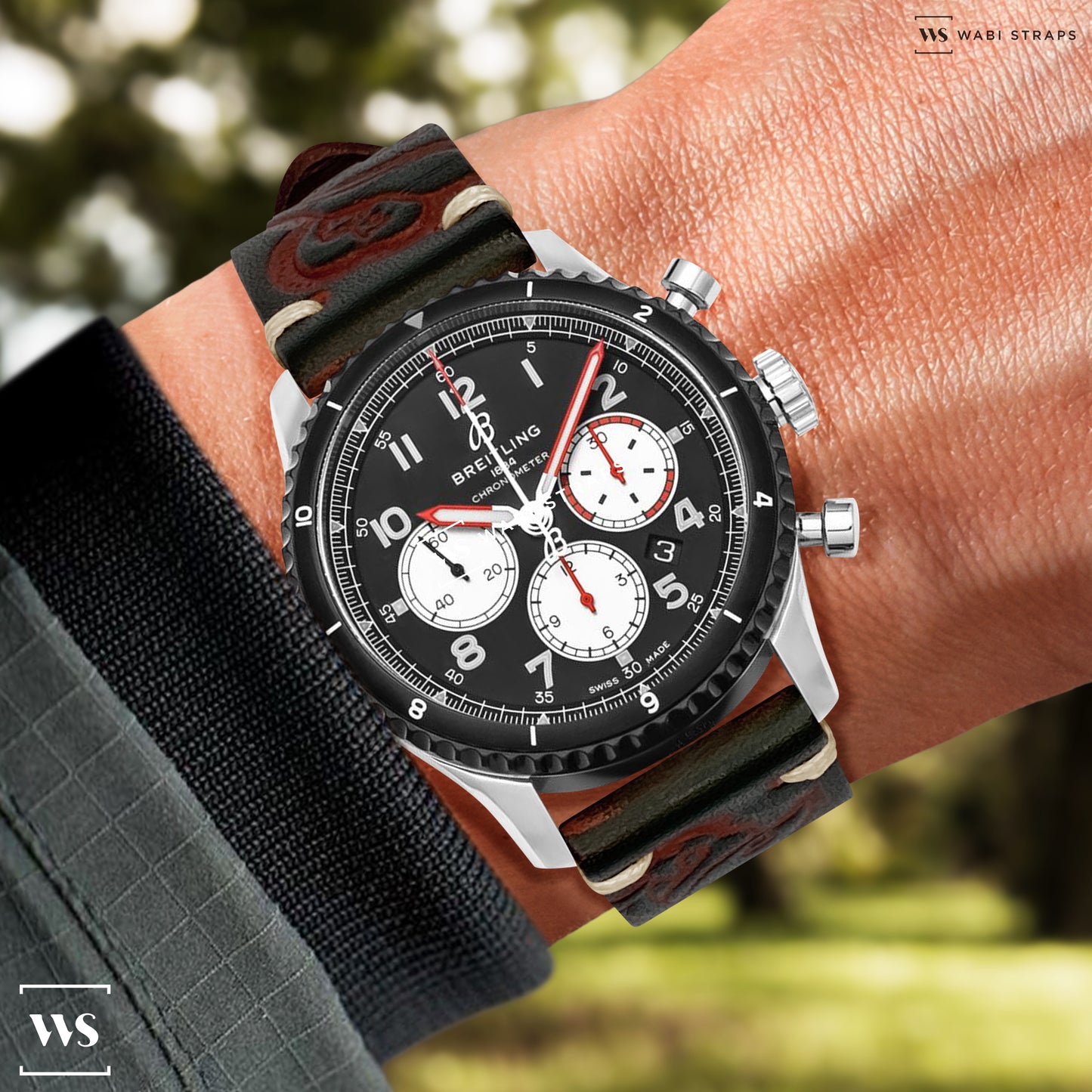 Red Maori Style Embossed Leather Strap