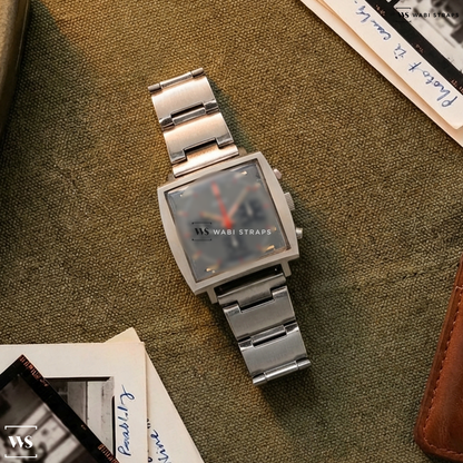 Silver Chronograph Link Metal Watch Bracelet on Eska Monaco