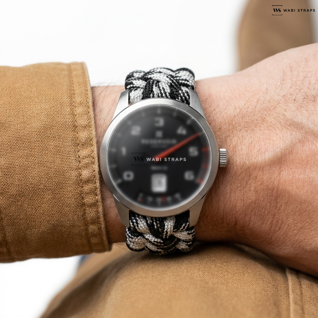 Black/White Woven Nylon Watch Strap on Reservoir GT Tour Sans Date RSV01.GT/131-12_BA