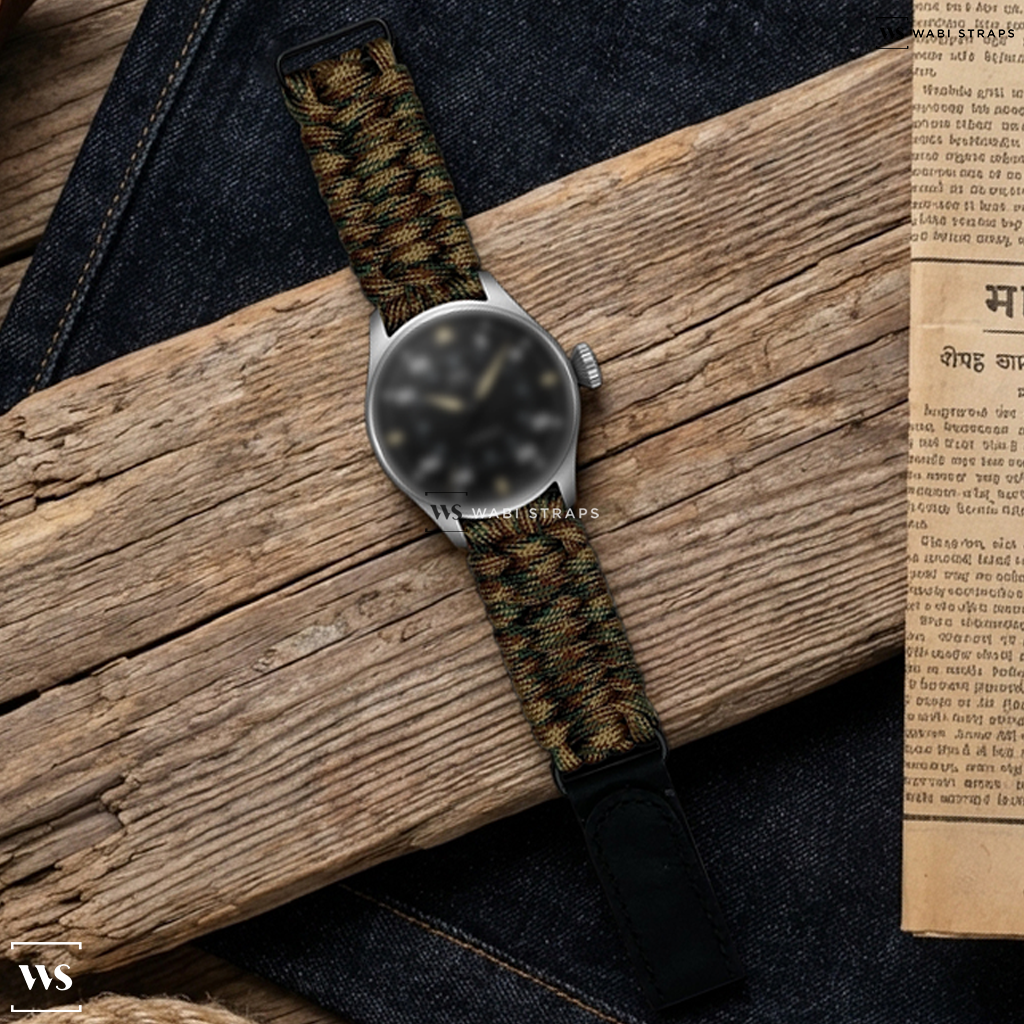 Beige/Brown Woven Nylon Watch Strap on IWC Big Pilot's Watch 43mm Spitfire IW329701