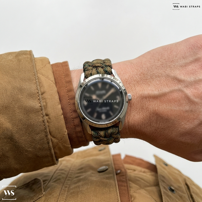 Beige/Brown Woven Nylon Watch Strap on Nivada Grenchen Super Antarctic 3.6.9 38mm Mens Watch Black 32032A10