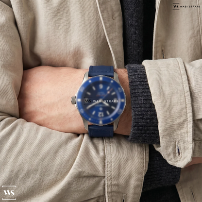 Blue Solid Plain Nylon Watch Strap on Bremont Supermarine 300M