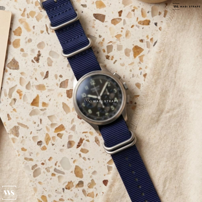 Blue Solid Plain Nylon Watch Strap on Zenith El Primero Automatic