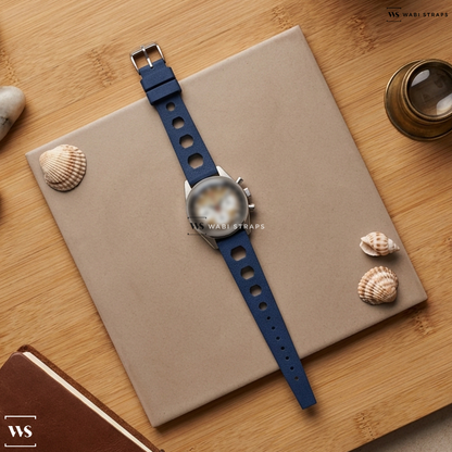 Blue Perforated Silicone Watch Strap on Zenith Chronomaster A385 Revival El Primero 2022