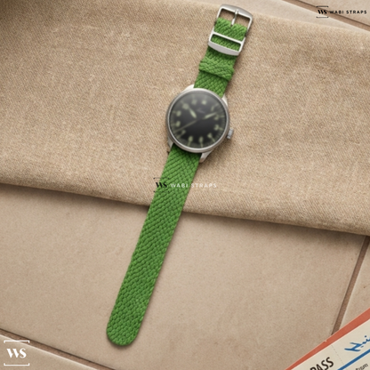 Green Solid Plain Nylon Watch Strap on Laco Augsburg Grun Limited Edition