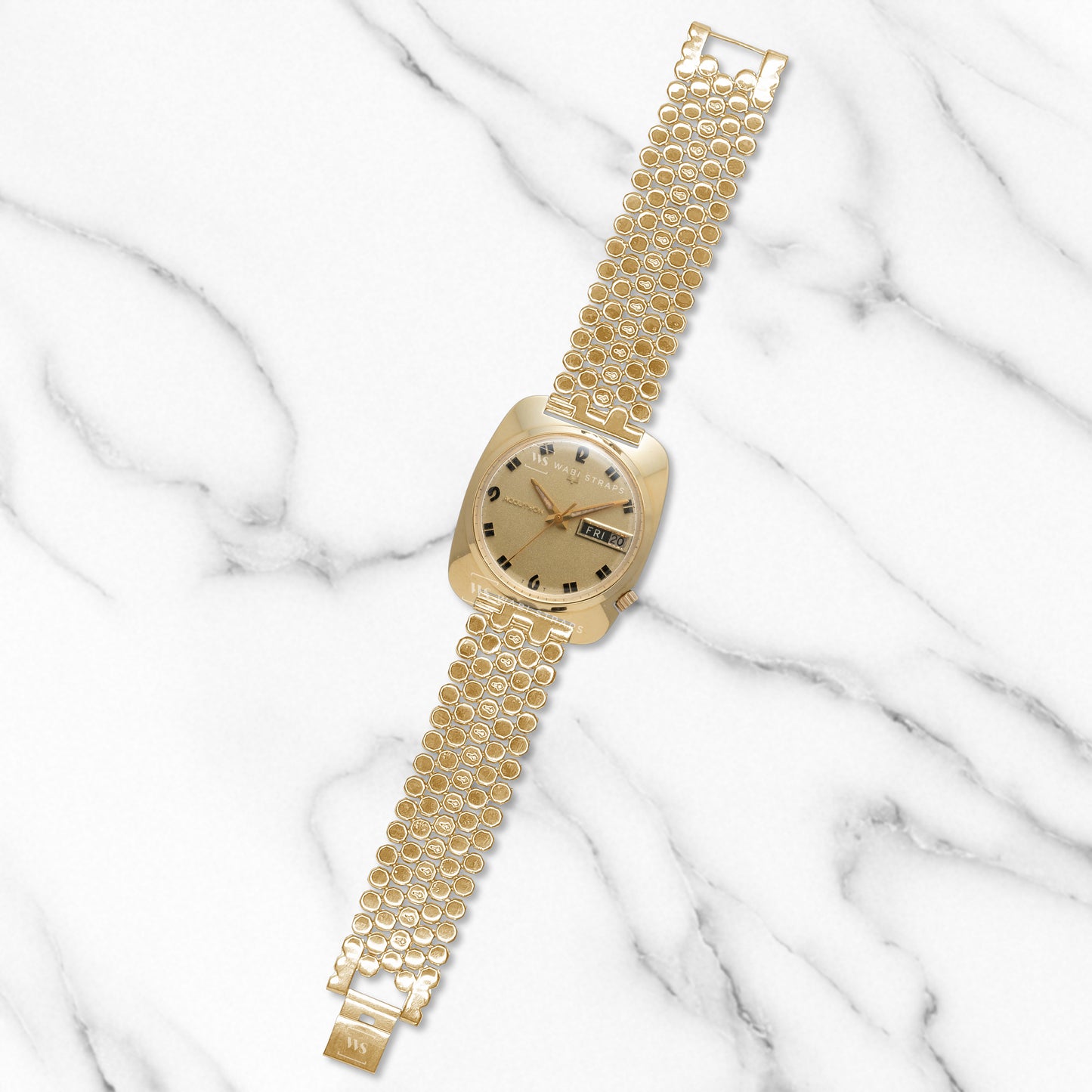 Gold Octagon Honeycomb Link Metal Bracelet