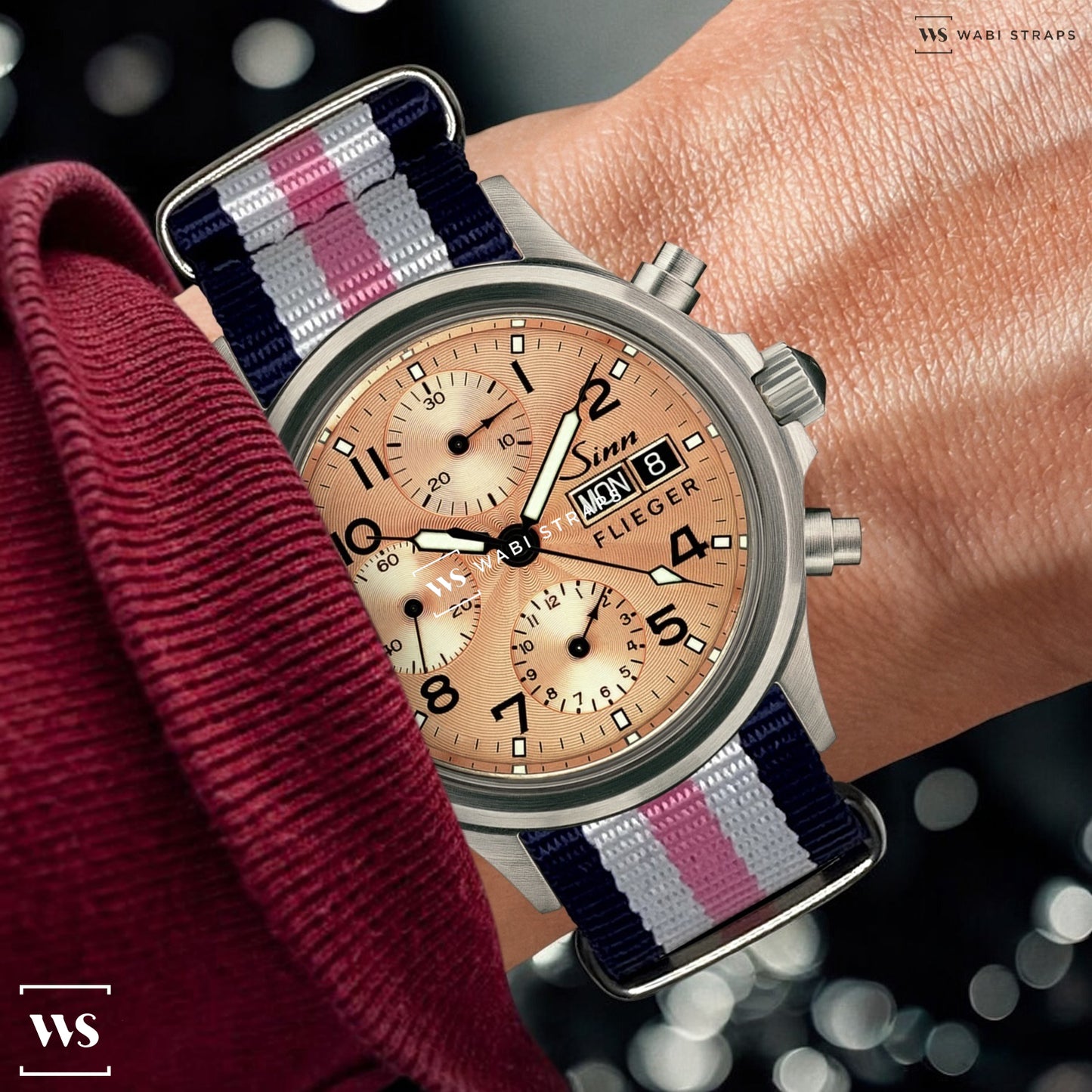 Navy Blue, White & Pink Original British Military Watch Strap