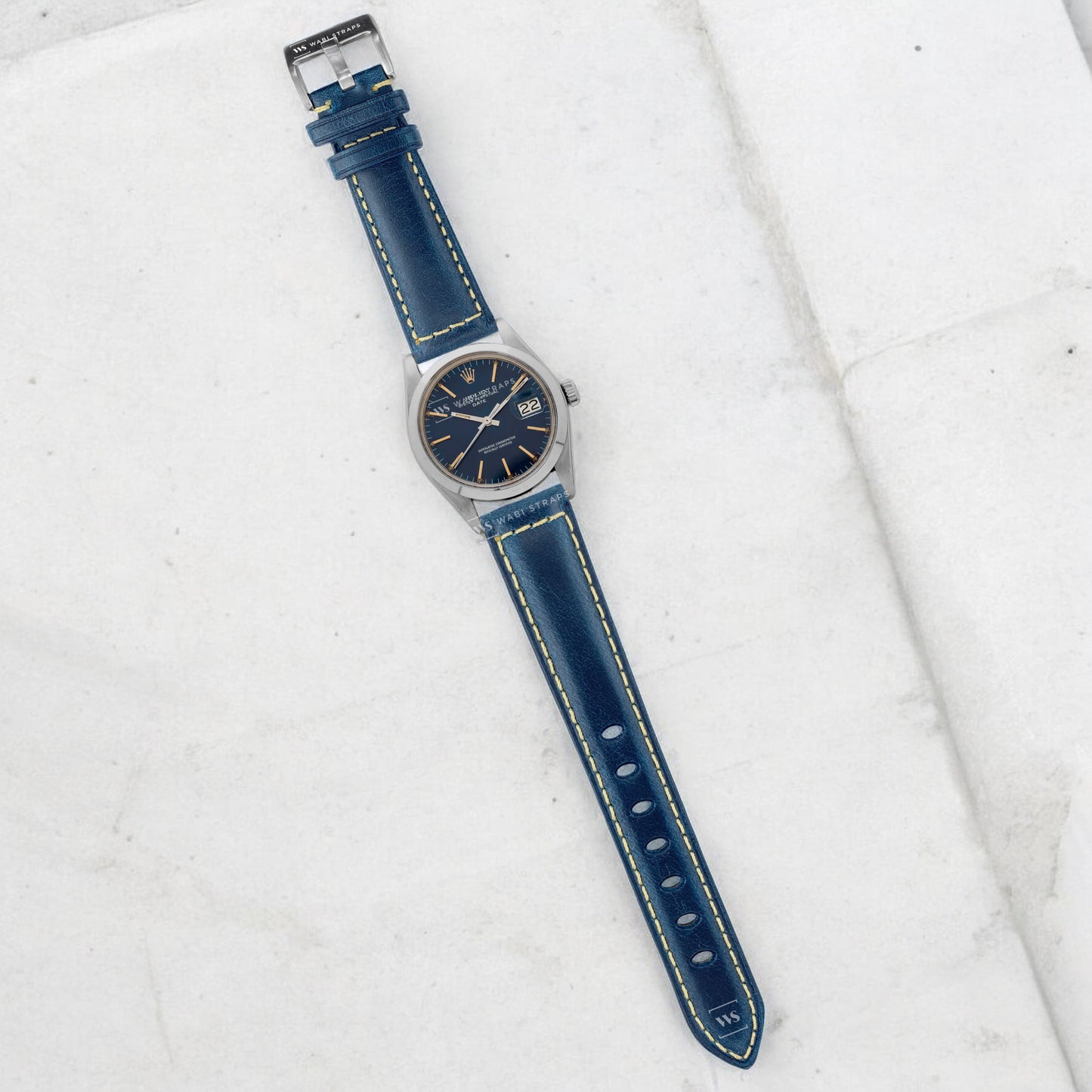 Cobalt Blue Oxford Padded Leather Strap