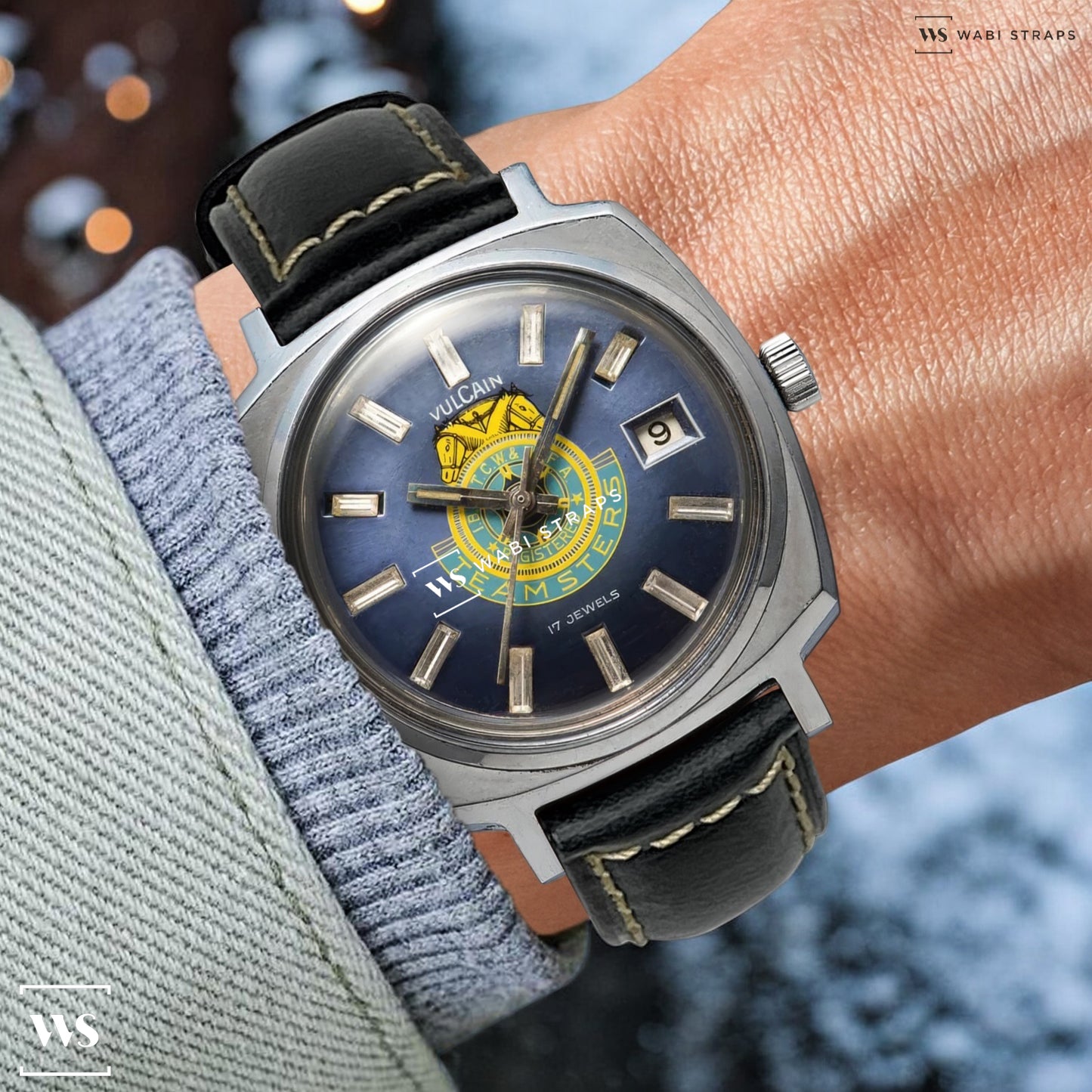Cobalt Blue Oxford Padded Leather Strap