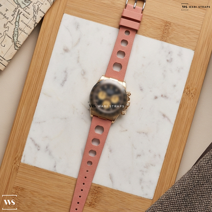 Orange Perforated Silicone Watch Strap on Rolex Daytona 116518LN Black Dial "Paul Newman" 18K Yellow Gold