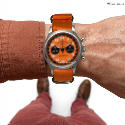 Orange Solid Plain Nylon Watch Strap on Franck Muller Endurance 24 Orange Dial