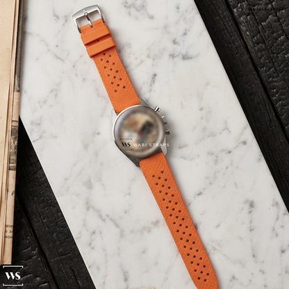 Orange Textured Rubber Watch Strap on Zenith El Primero Chronomaster Original "HODINKEE" Salmon Dial