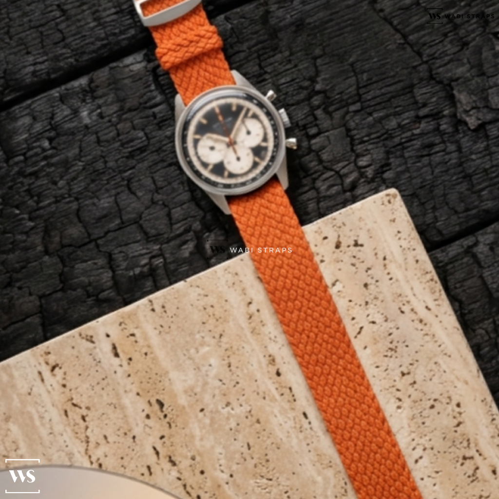 Orange Solid Plain Nylon Watch Strap on Zenith Chronomaster Original 38mm Reverse Panda