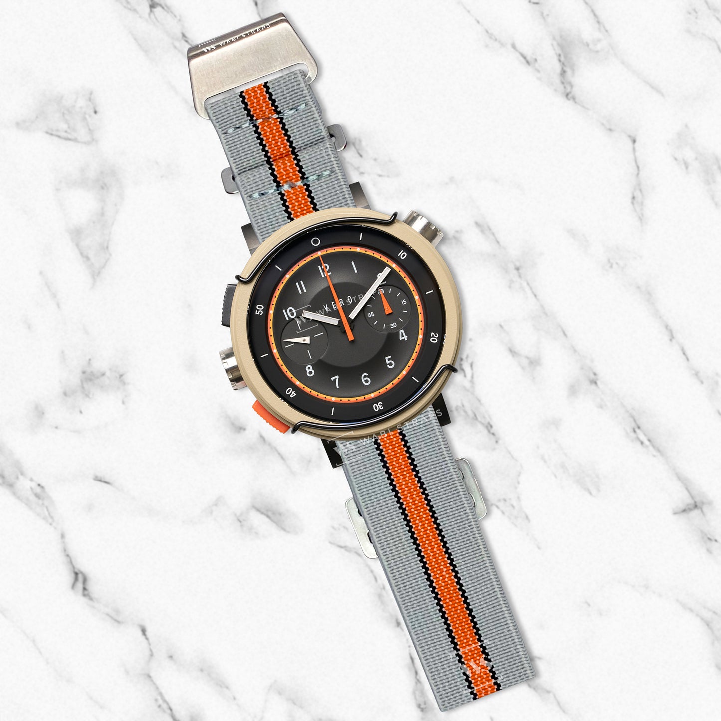 Grey, Black & Orange Elastic Parachute Strap