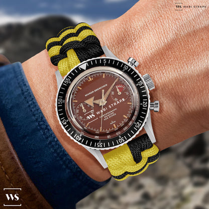 Black Yellow Paracord Rope Velcro Watch Strap