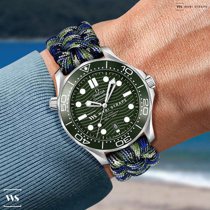 Multi Green Paracord Rope Velcro Watch Strap