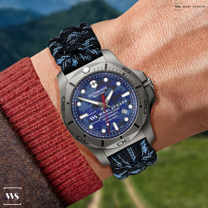 Multi Blue Paracord Rope Velcro Watch Strap
