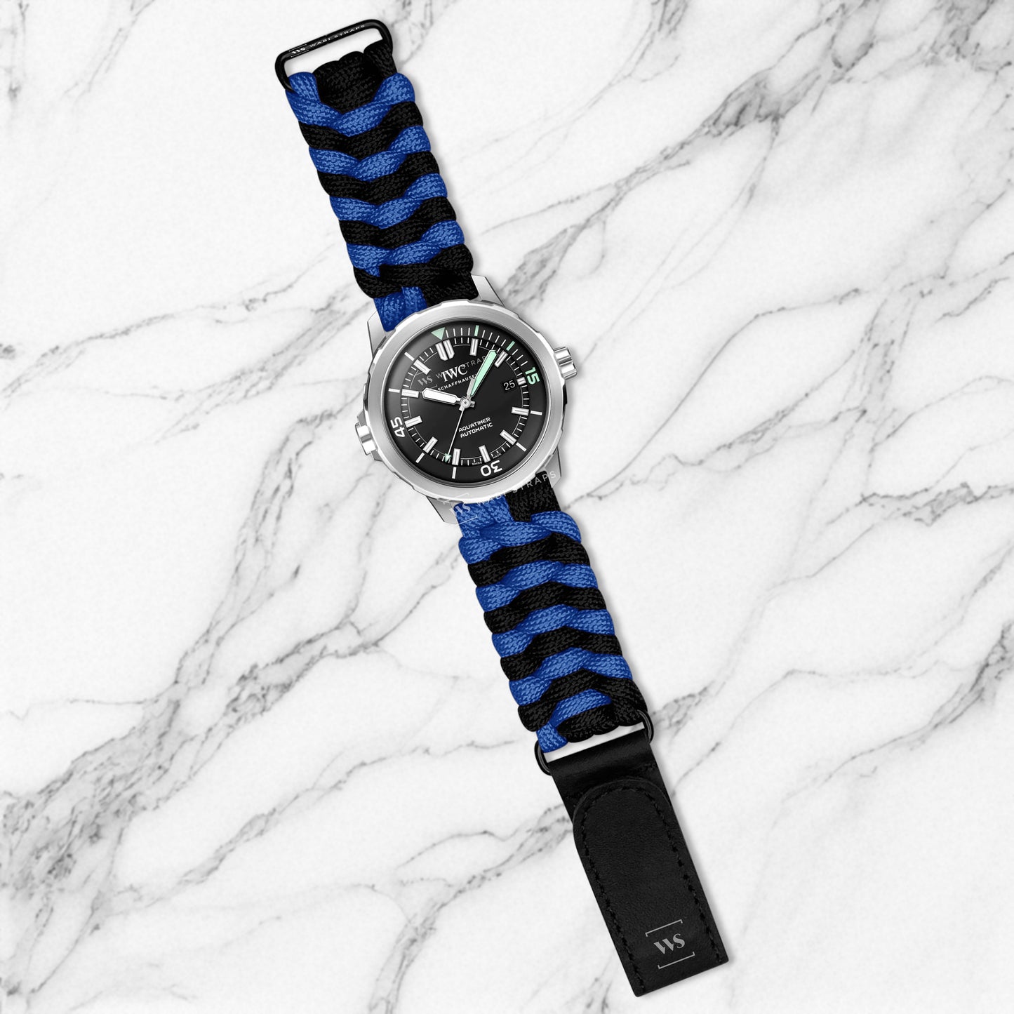 Black Blue Paracord Rope Velcro Watch Strap