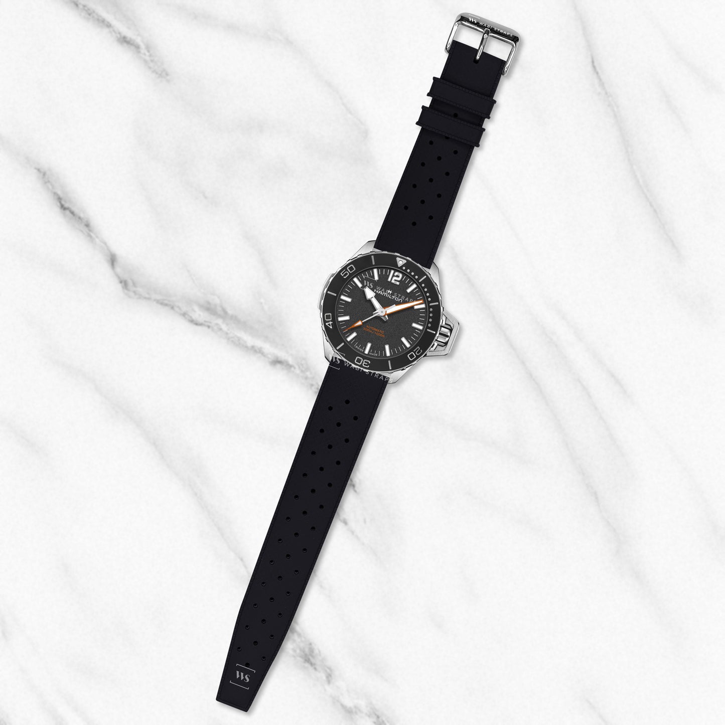 Black Vintage Perforated Tropical Strap