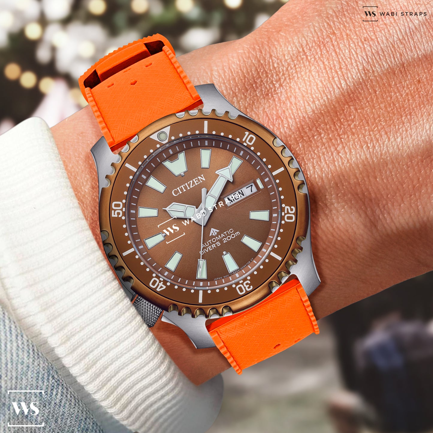 Orange Vintage Perforated Tropical Strap