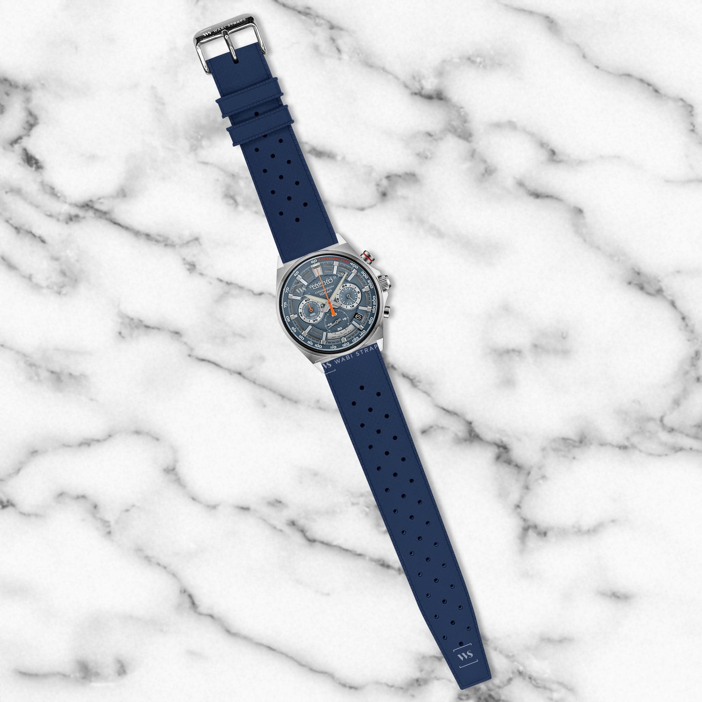 Blue Vintage Perforated Tropical Strap