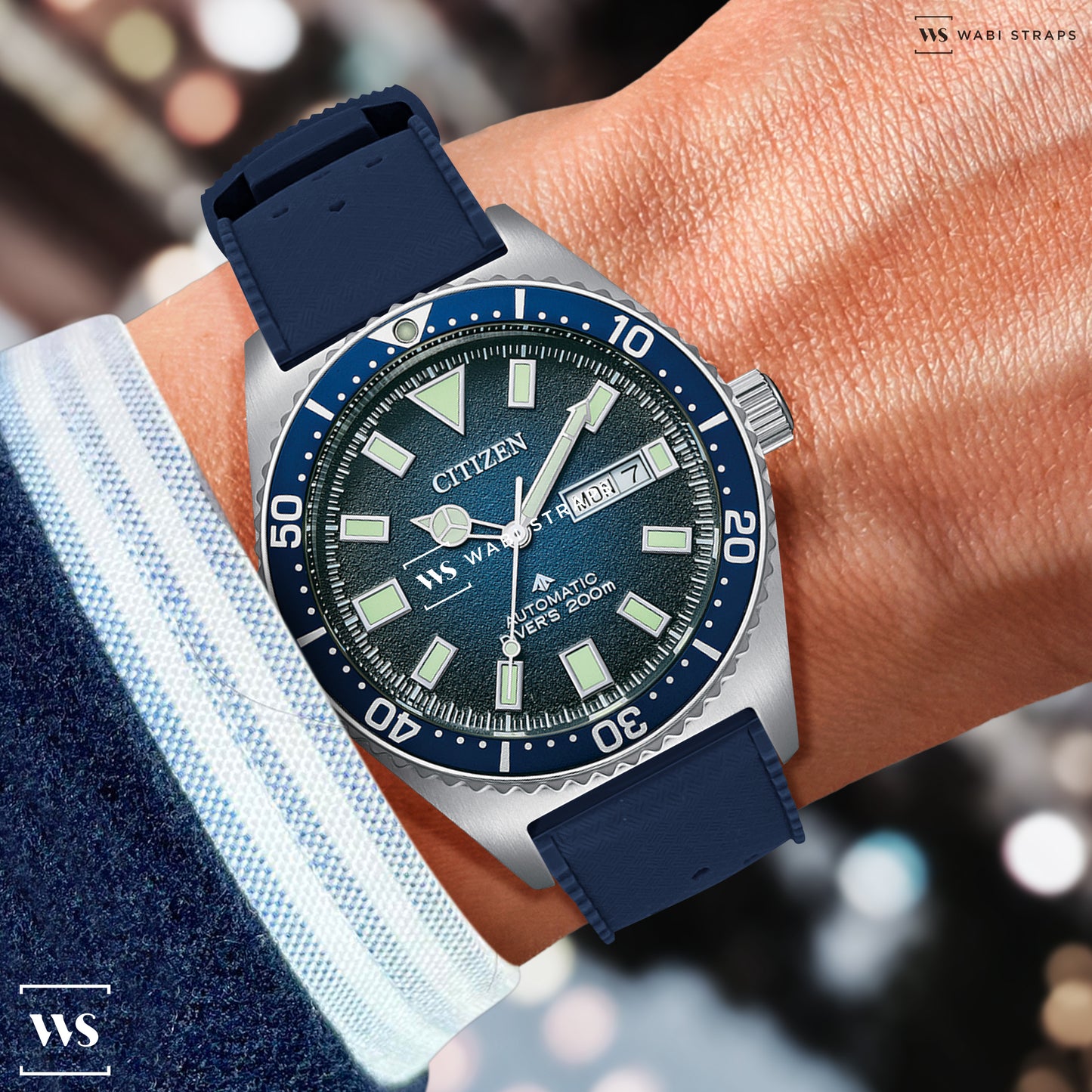 Blue Vintage Perforated Tropical Strap