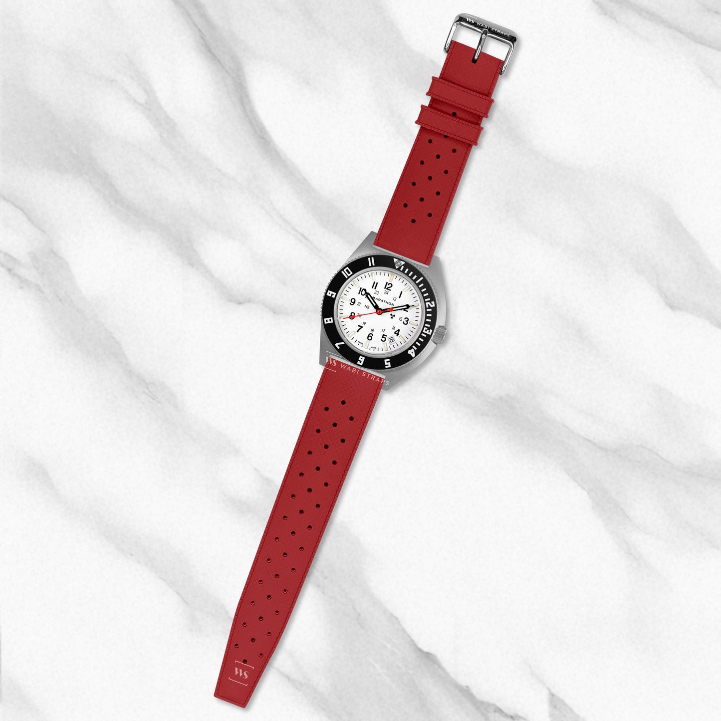 Red Vintage Perforated Tropical Strap