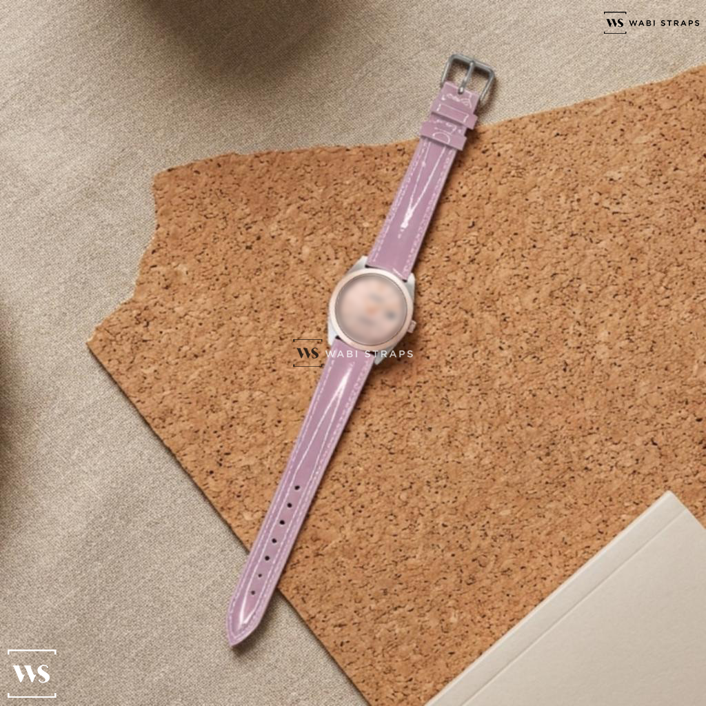 Pink Glossy Leather Watch Strap on Rolex Datejust Automatic Sundust Dial Stainless Steel and Everose Gold Men's Watch