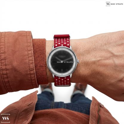 Pink/White Graphic Print Nylon Watch Strap on Sternglas NAOS Black