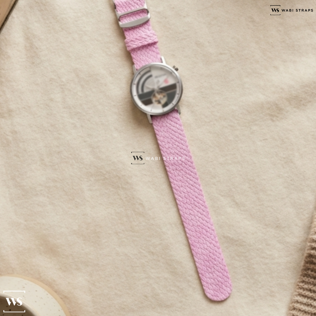Pink Solid Plain Nylon Watch Strap on Bulova Frank Lloyd Wright The Oculus