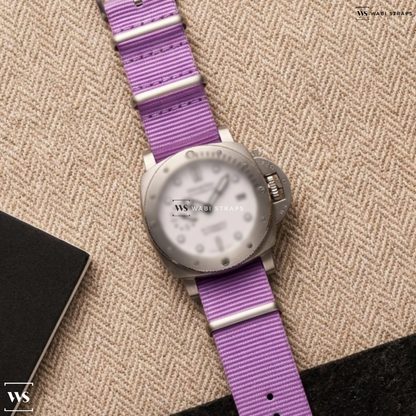 Purple Bright Solid Plain Nylon Watch Strap on Panerai Submersible PAM022223