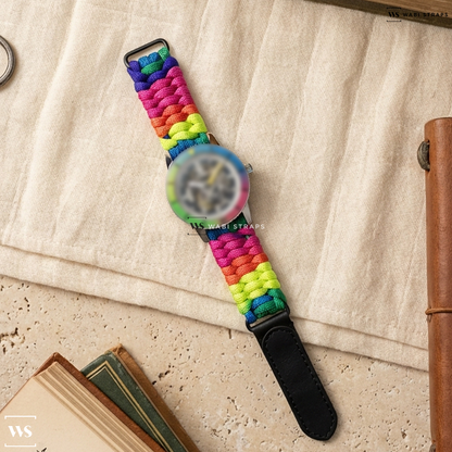 Rainbow Woven Nylon Watch Strap on Zodiac Super Sea Wolf Skeleton 6-15 Limited Edition D