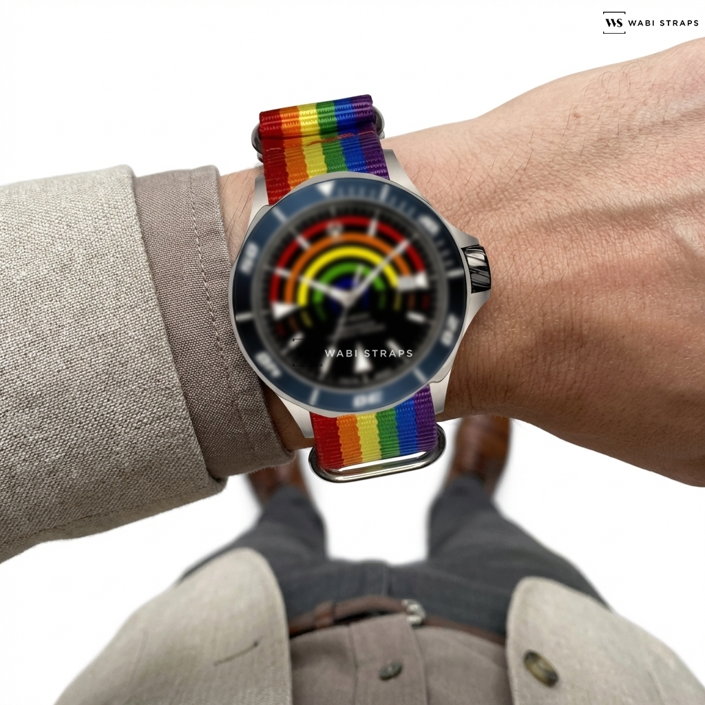Blue/Green/Orange/Purple/Red/Yellow Solid Plain Nylon Watch Strap on Artya Depth Gauge Blue
