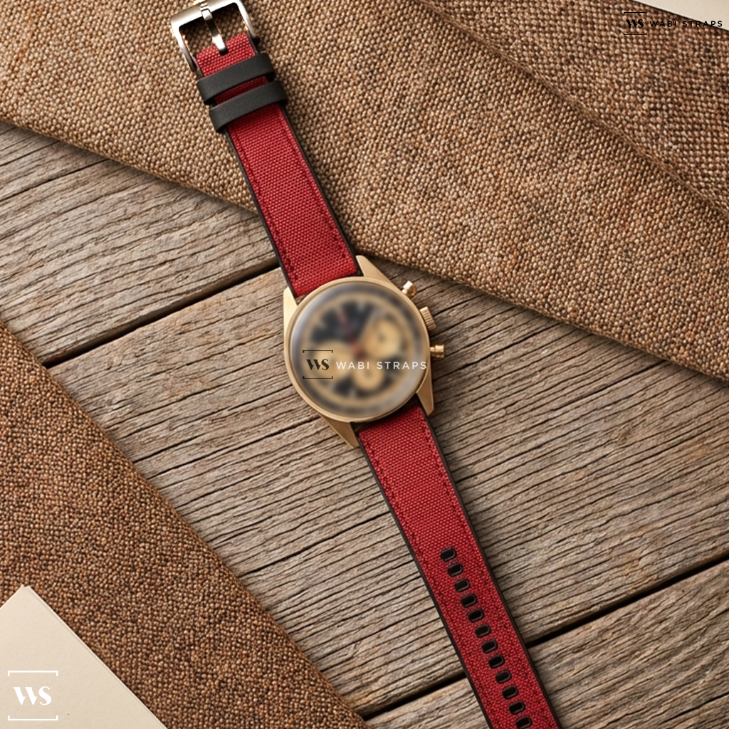 Red Hybrid Canvas Watch Strap on Zenith El Primero A386 Limited Edition for Phillips / Bacs & Russo 18k YG