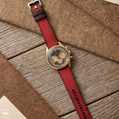 Red Hybrid Canvas Watch Strap on Zenith El Primero A386 Limited Edition for Phillips / Bacs & Russo 18k YG