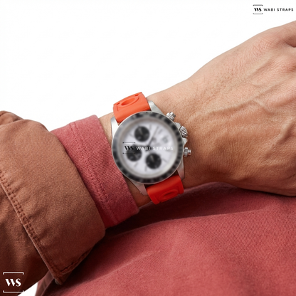 Red Perforated Rubber Watch Strap on Tudor Oysterdate Chronograph 1993